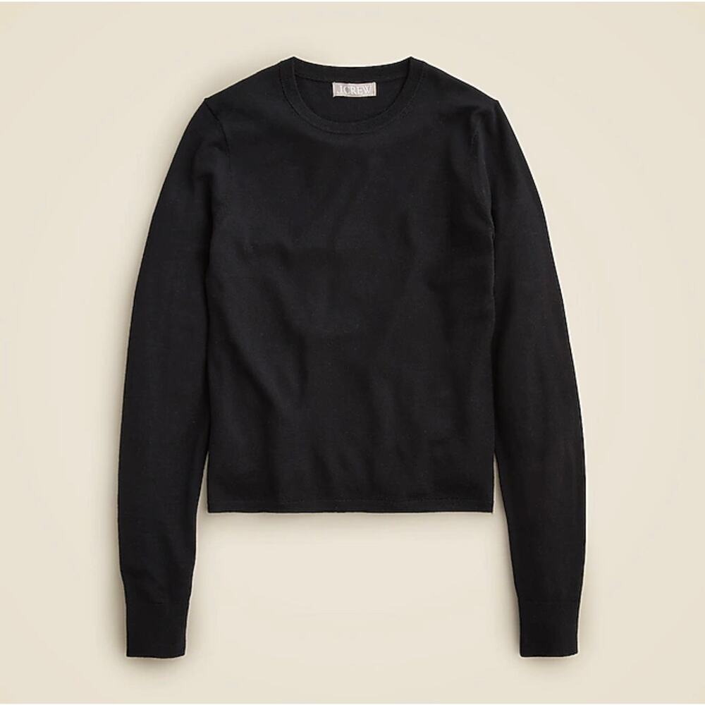 J. Crew Carolyn fitted crewneck sweater in merino wool Black NWT size Medium - Picture 4 of 7